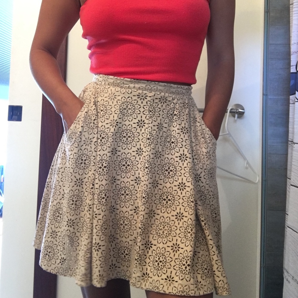 Floral Cut Out Skater Skirt